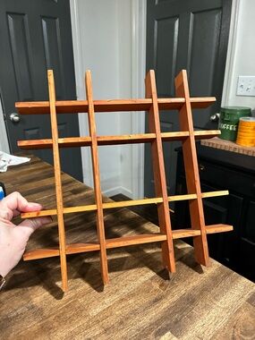 Rustic Orange Wooden Wall Grid Shelf - Home Wall Decor